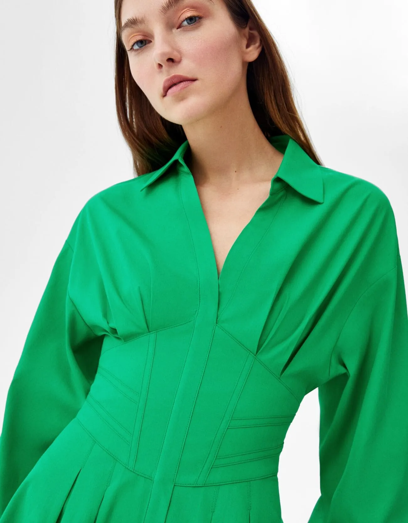 Minihemdkleid aus Popelin mit Corsage-Detail